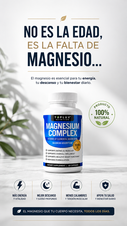 🔥Magnesio Complex 8 en 1 ORIGINAL 1000 mg ⭐ 120 Cápsulas en total.