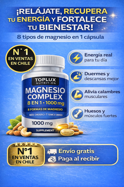 🔥2x1 Magnesio Complex 8 en 1 ORIGINAL 1000 mg ⭐ 120 Cápsulas en total