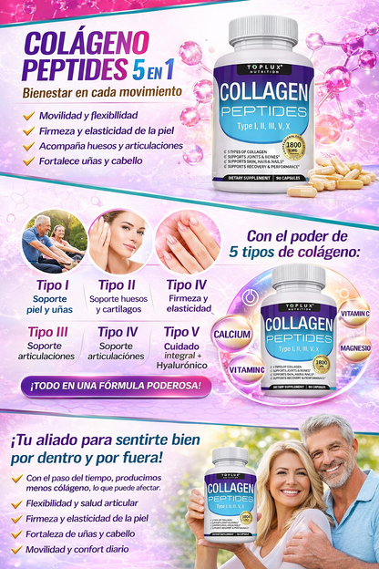 Colágeno Peptides 5 en 1 – Más movimiento, más bienestar.✅