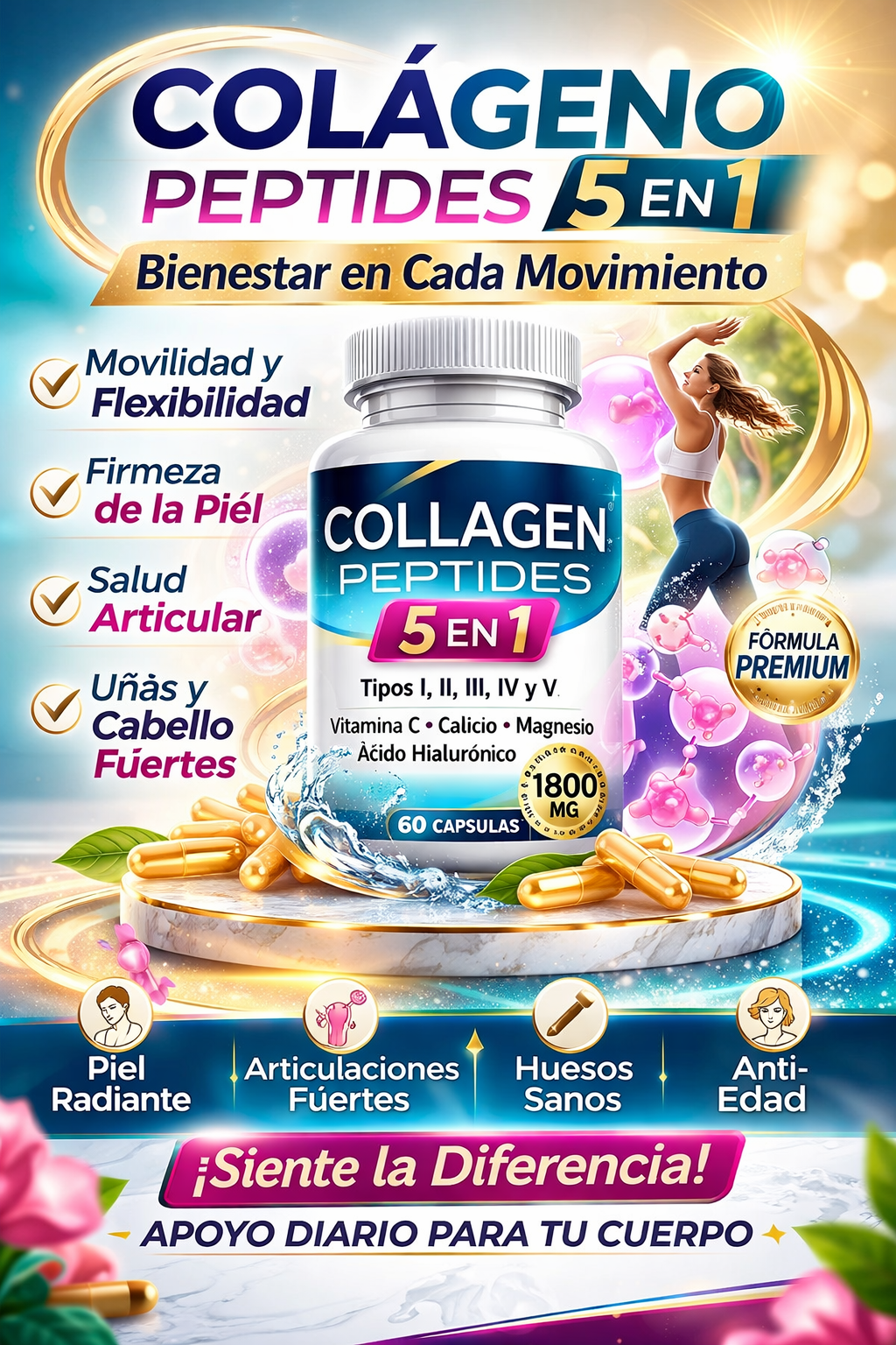 Colágeno Peptides 5 en 1 – Más movimiento, más bienestar.✅