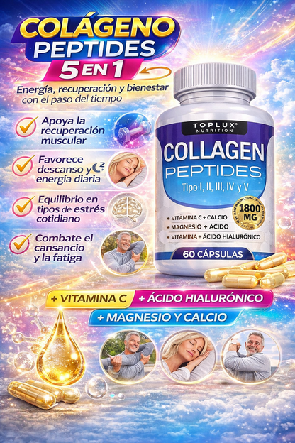Colágeno Peptides 5 en 1 – Más movimiento, más bienestar.✅