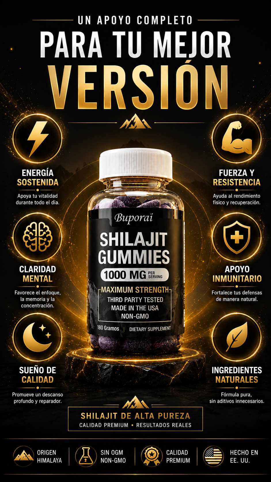 Shilajit Gomitas 1000MG -RECUPERA TU ENERGÍA, FUERZA Y VITALIDAD ⚡