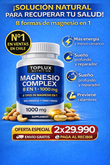 🔥2x1 Magnesio Complex 8 en 1 ORIGINAL 1000 mg ⭐ 120 Cápsulas en total