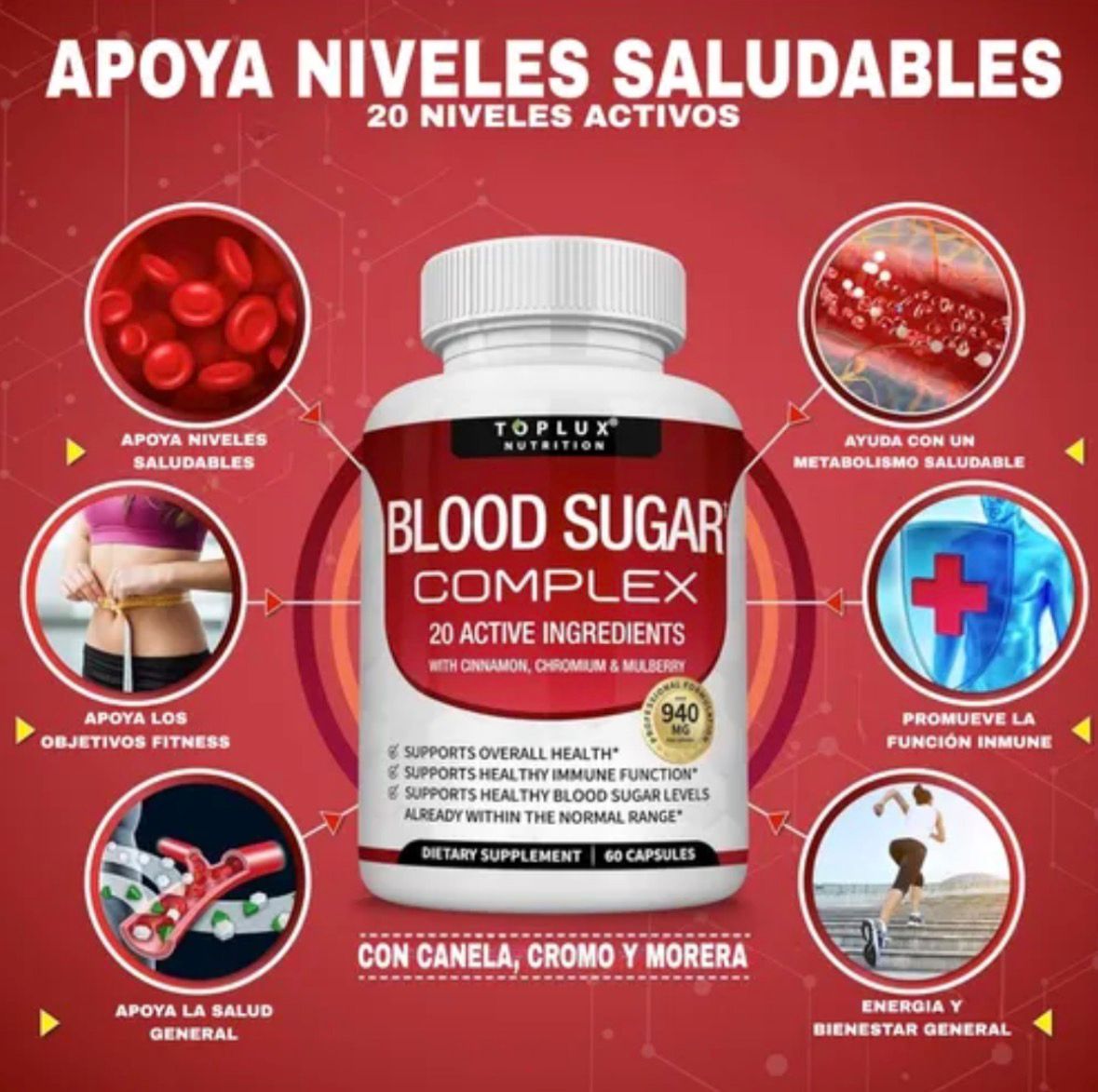 🩸 BLOOD SUGAR COMPLEX – 60 CÁPSULAS ✨Regula tus niveles de azúcar en sangre naturalmente