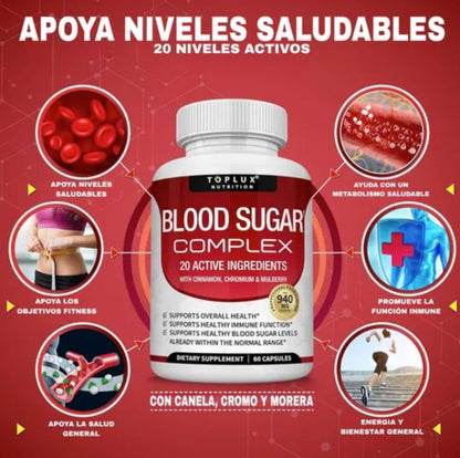 🩸 BLOOD SUGAR COMPLEX – 60 CÁPSULAS ✨Regula tus niveles de azúcar en sangre naturalmente